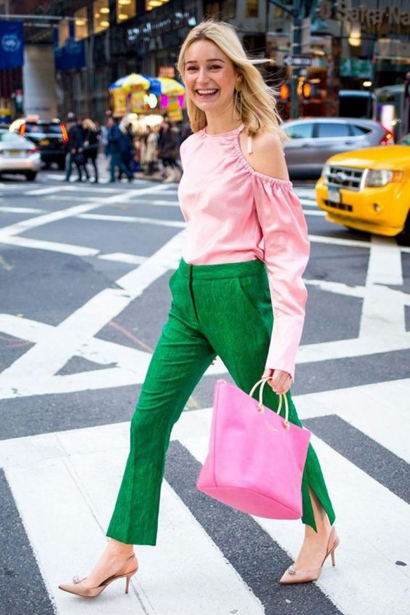 green and pink combination outfit, luggage and bags, pink fashion