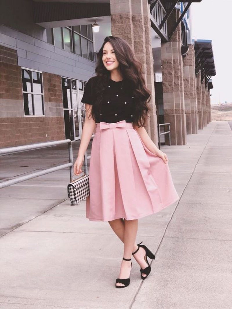 Black Top with Pink Skirt