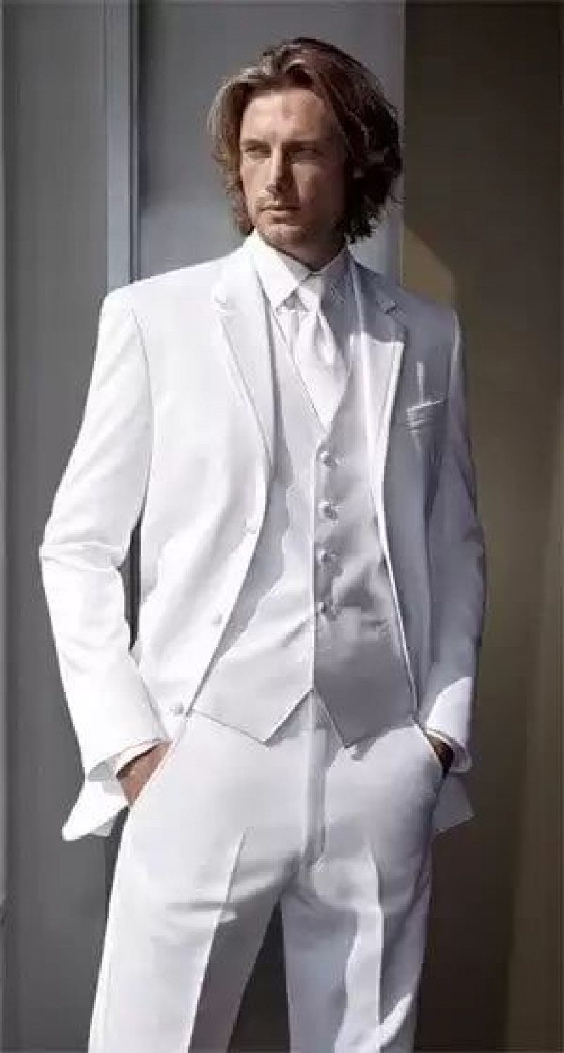 all white groom suits, white wedding, suit trousers, men's tuxedo, shawl lapel, men's suits