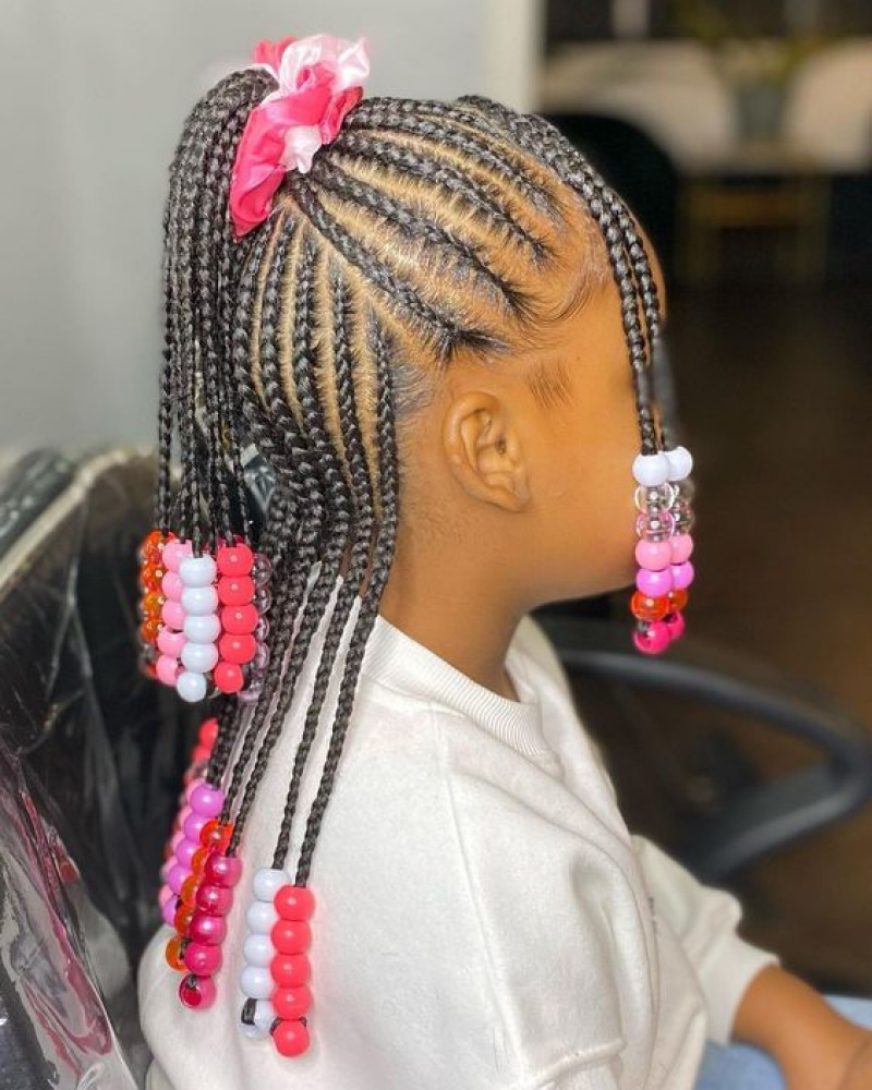 fabulous braids with pink beads
