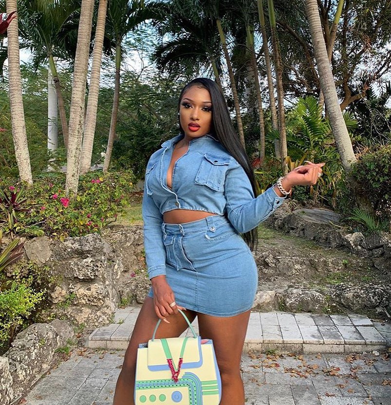 Megan Thee Stallion in a Denim Two-Piece Set