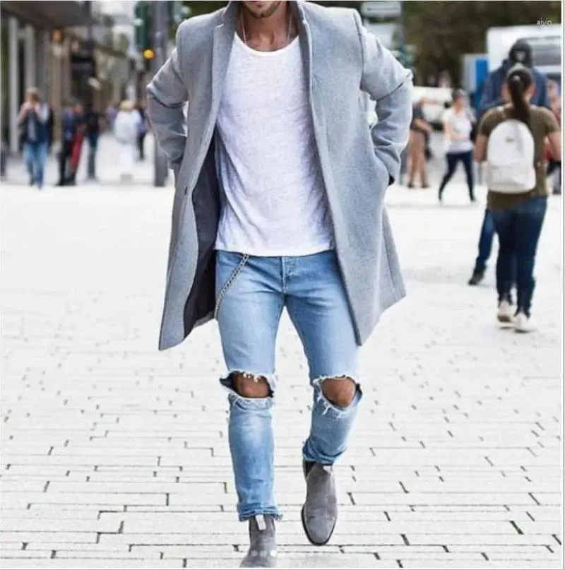 Gray Overcoat with Gray Chelsea Boots 