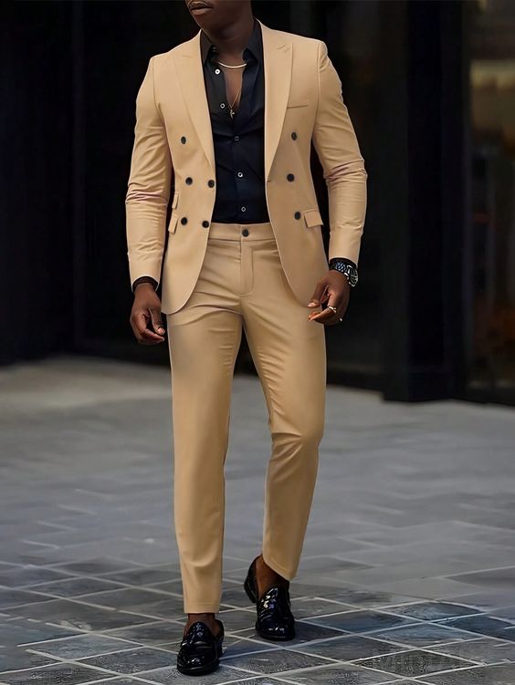 Light Tan Double-Breasted Suit